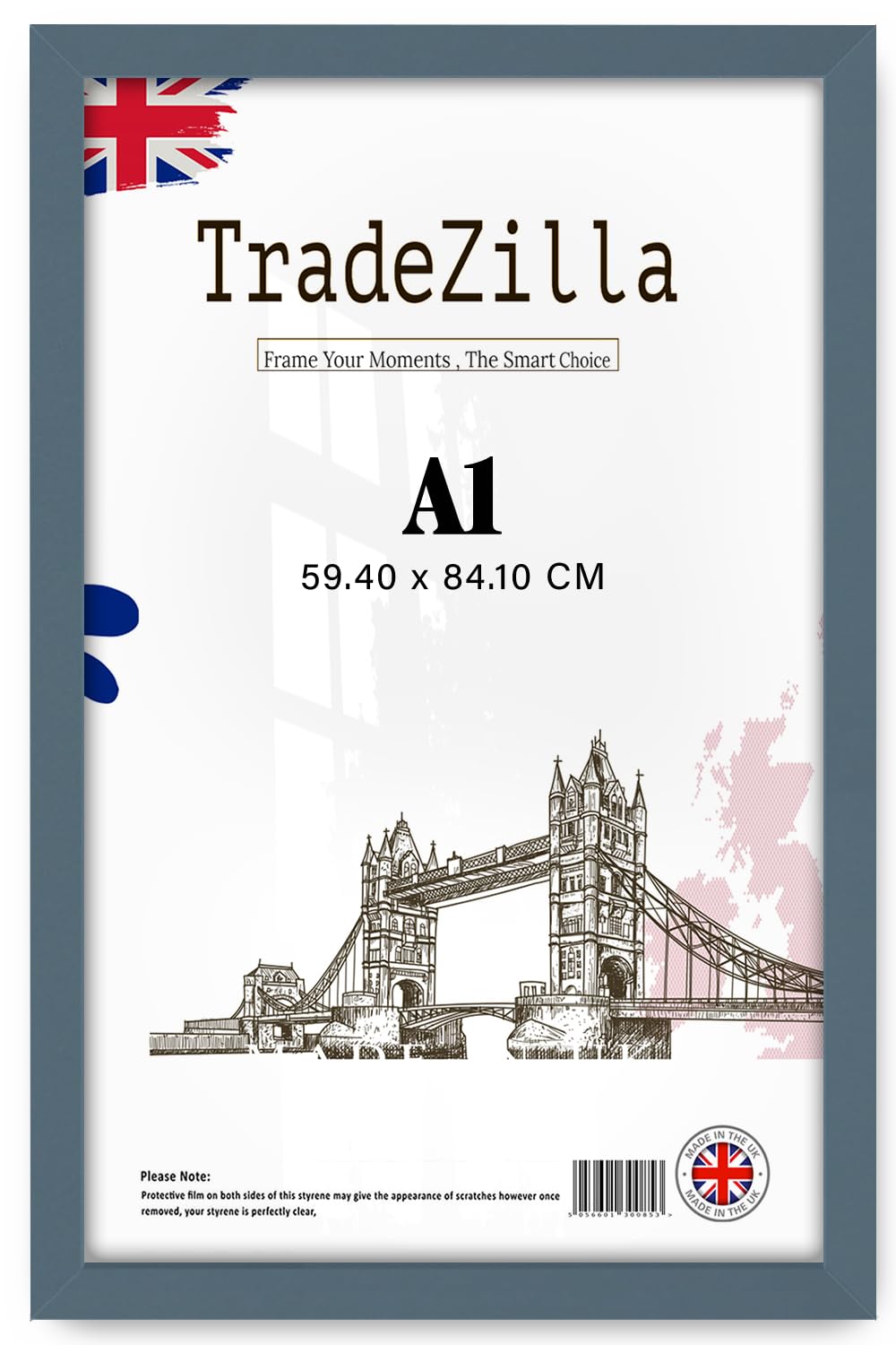 TradeZilla | Modern Home & Office Décor A1 (59.40 x 84.10 CM) 33 x 23 Inch Engineered Wood Dark Grey Frames, Ideal for Christmas & Birthdays 1' 11" x 2' 9" [ Dark Grey ]