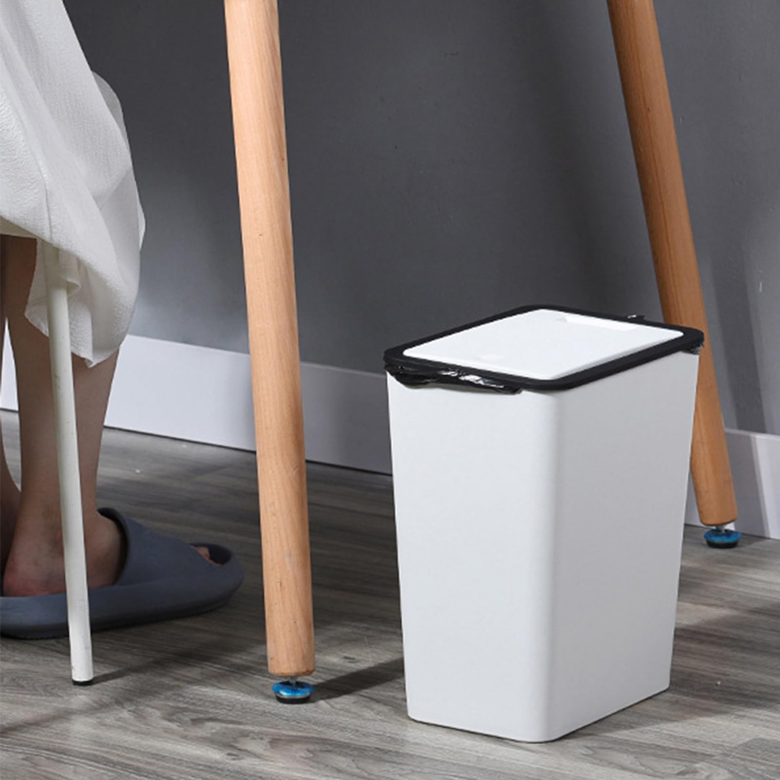 Generisch Abfalleimer Mit Deckel | Abfalleimer | Recyclingbehälter Mit Druckverschluss 13L Moderner Slim Für Küche Wohnzimmer Schlafzimmer