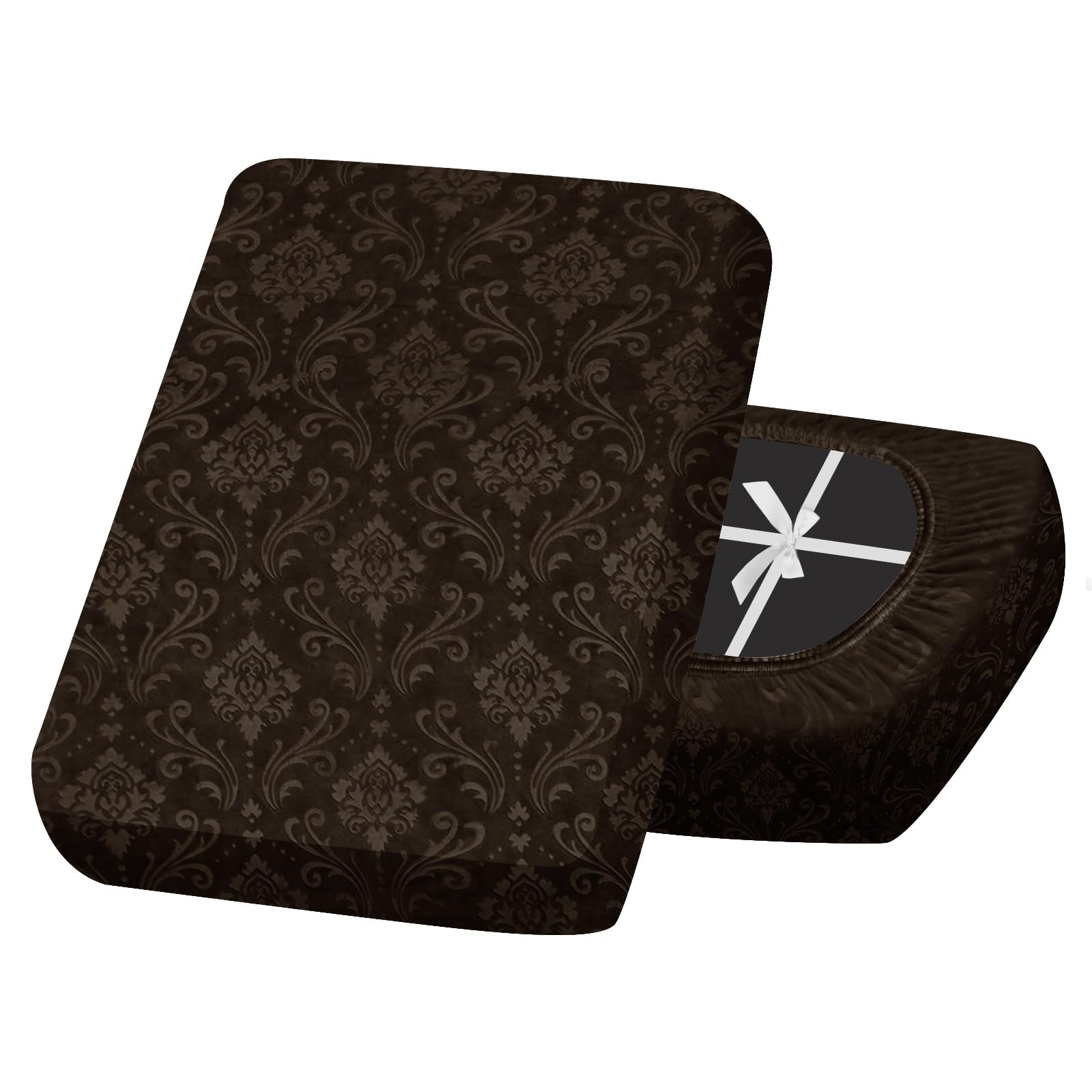 SYLC Sofa Seat Cover Velvet Embossed, Non Slip Stretch Sofa Cushion Covers with 4-ties, Fitted Sofa Cover for Settee/Couch/Caravan/Motorhome (Dark brown,1pc 2-Seat)