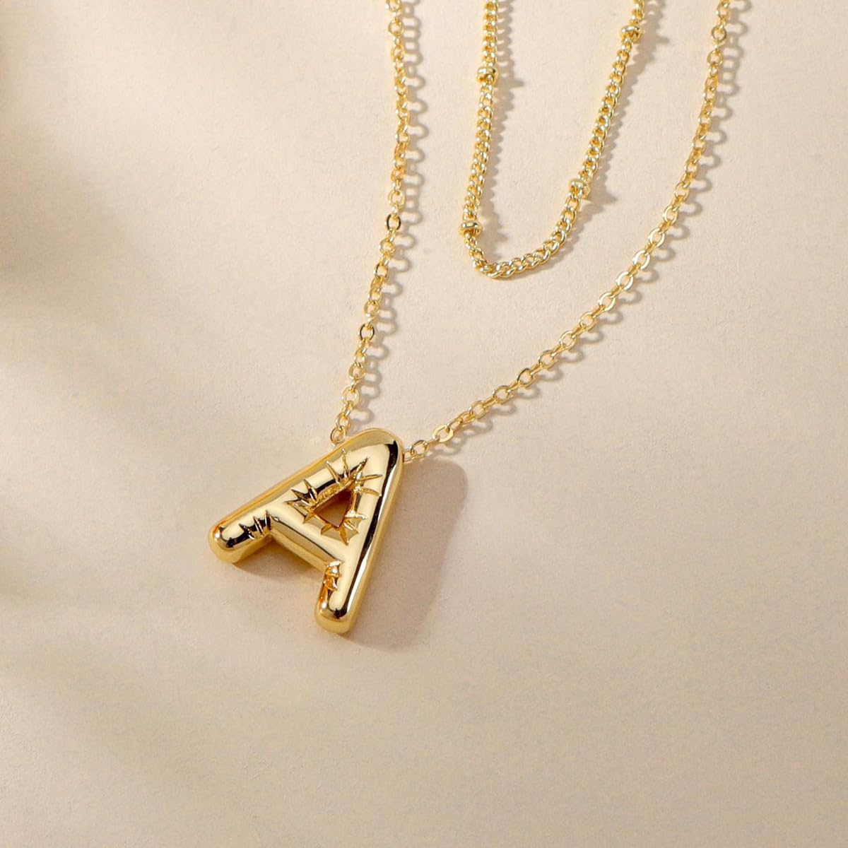 PANSHI Graduation Gift for Her Gold Initial Necklaces Gifts for Girls Women, Teen Girl Gifts Trendy Stuff Layered Bubble Letter Necklace Gold Jewelry Birthday Gift