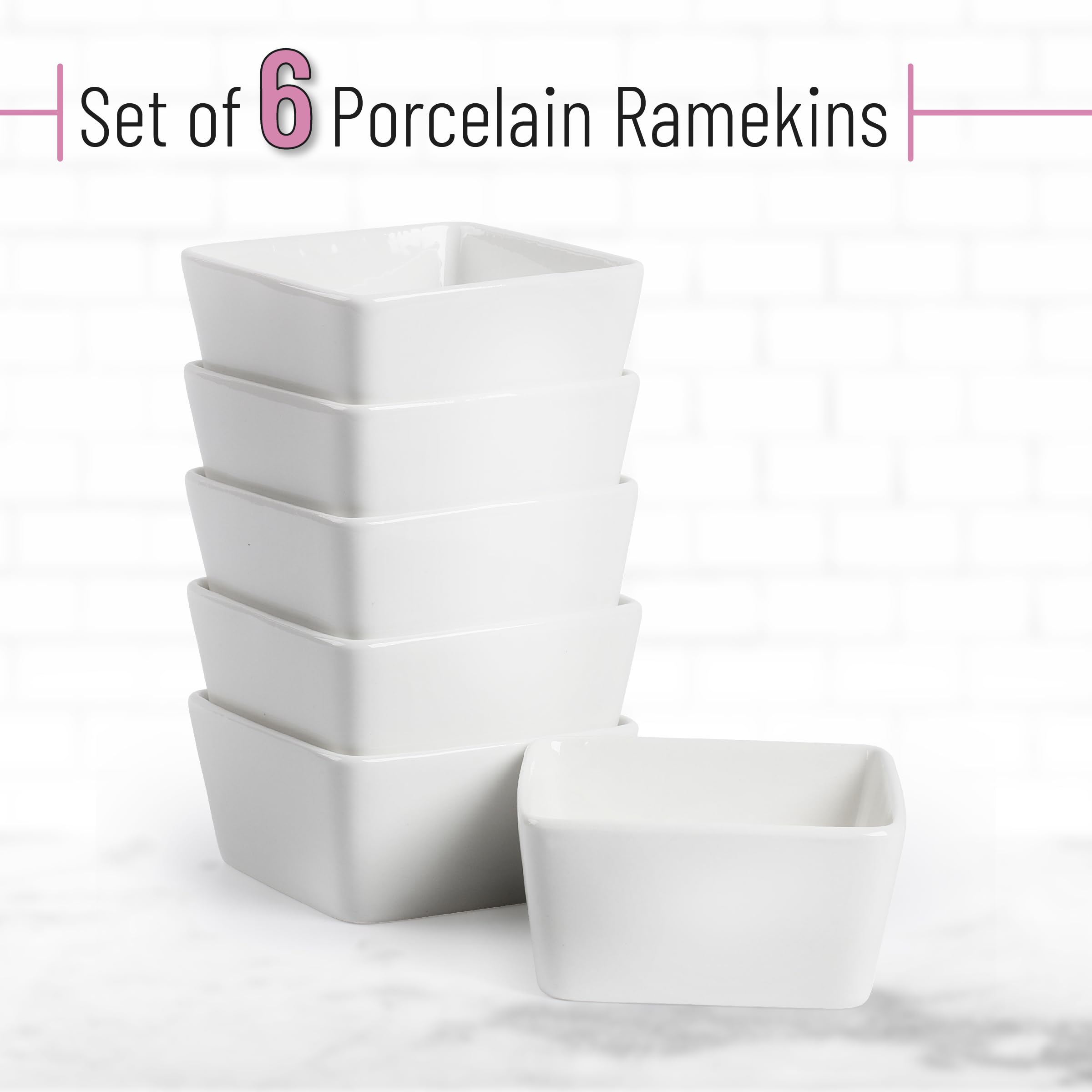 Amazon.com: BTaT- Ramekins, 8 oz, Set of 6, White, Square Shaped