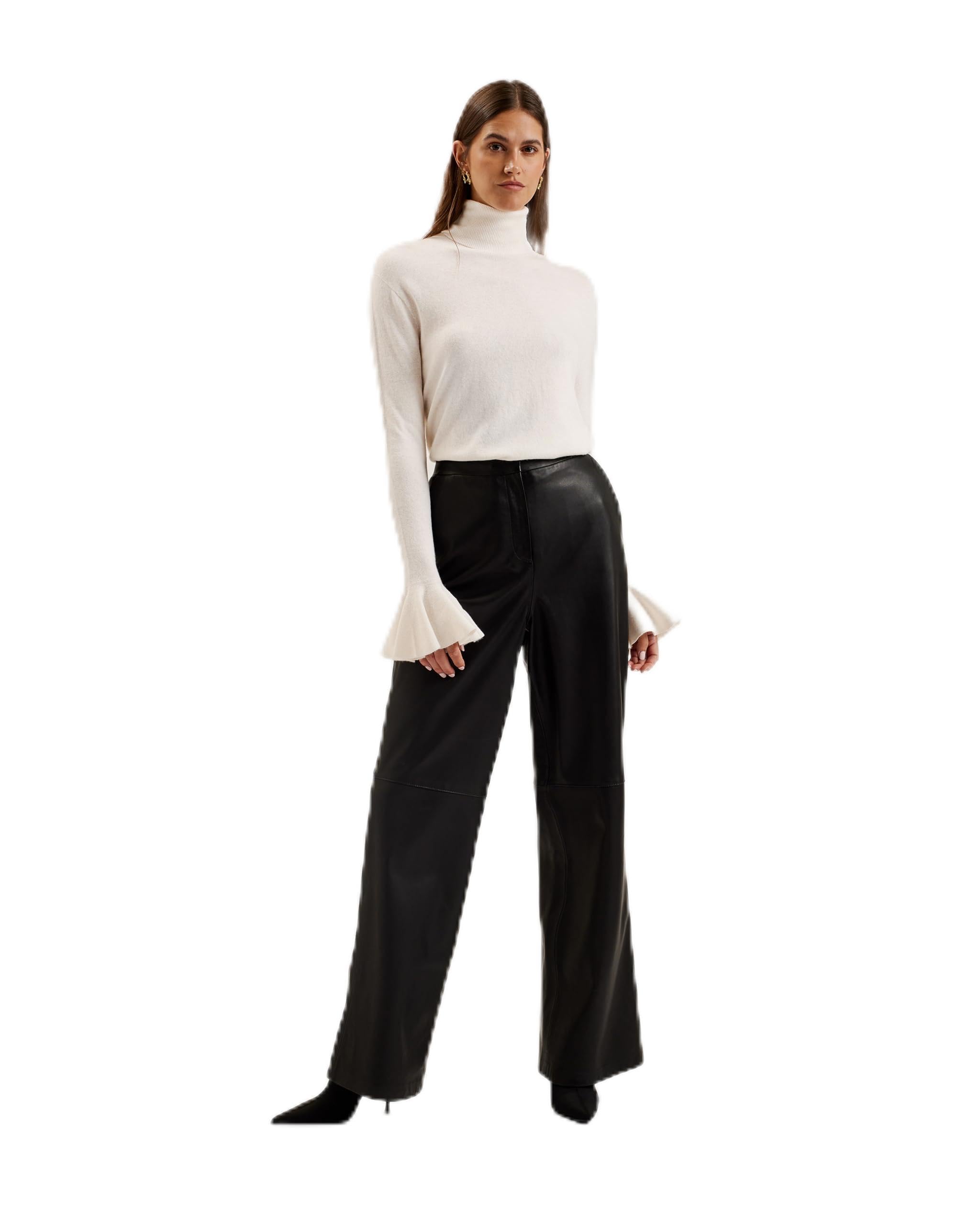Ted Baker Women's Ivory Wmk-Tamsenn-Roll Neck Fluted Sleeve Sweater