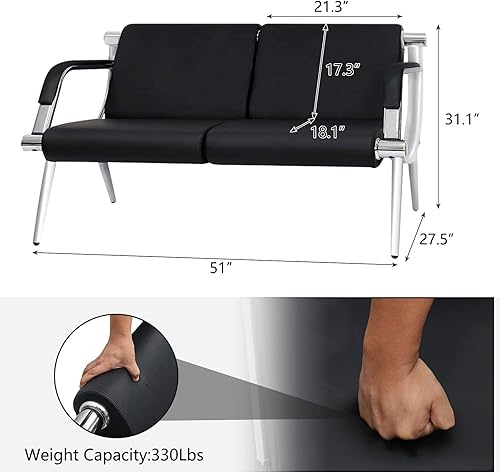 Miniatura 2 de Sillas de recepción para sala de espera, sillas de recepción de aeropuerto con brazos, sillas de invitados de oficina para banco, hospital, banco de
