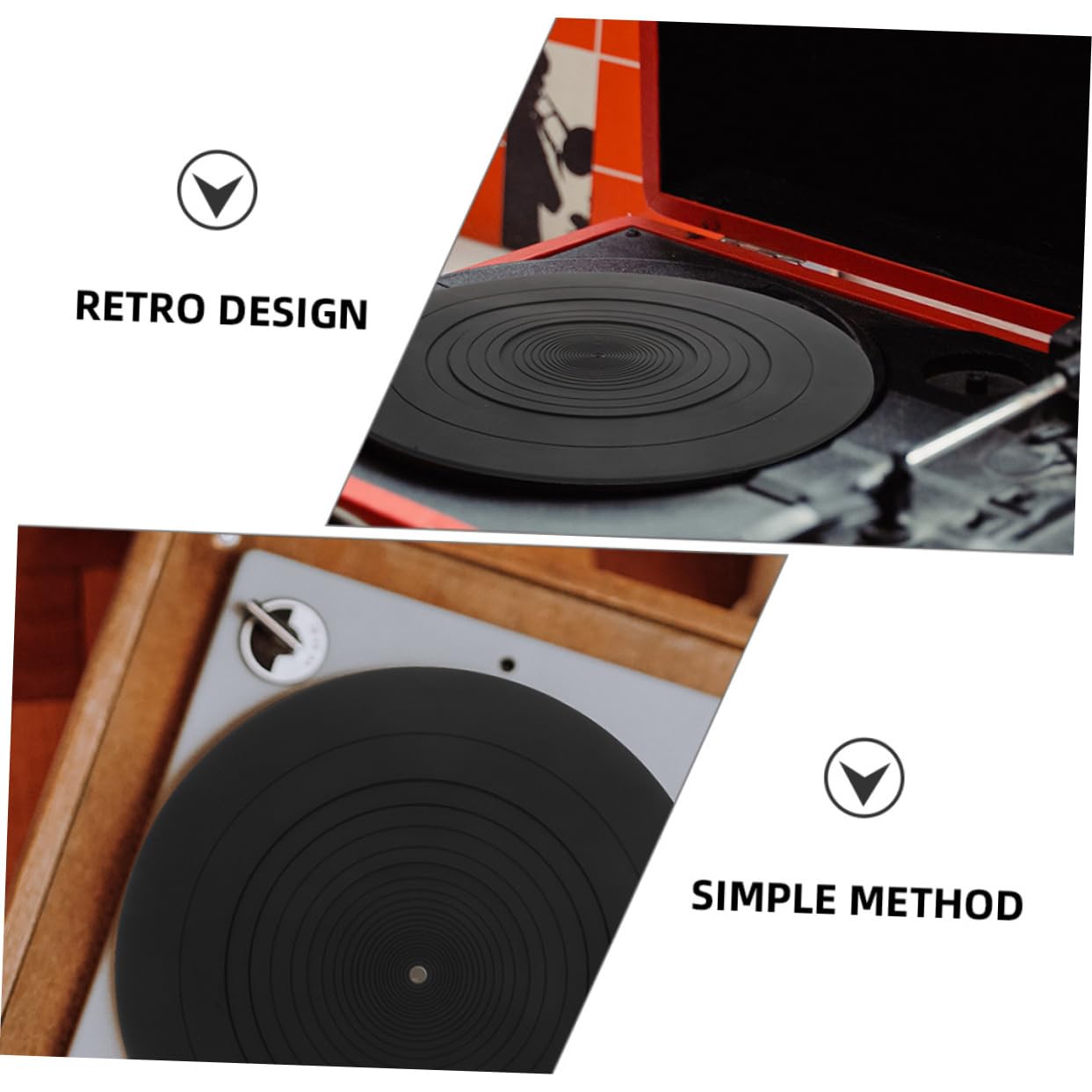 Abaodam 2 Tappetini in Silicone Nero per Giradischi, Antistatici, Proteggono i Dischi in Vinile, Sostituzione per Lettore Vinile, 2 Pezzi