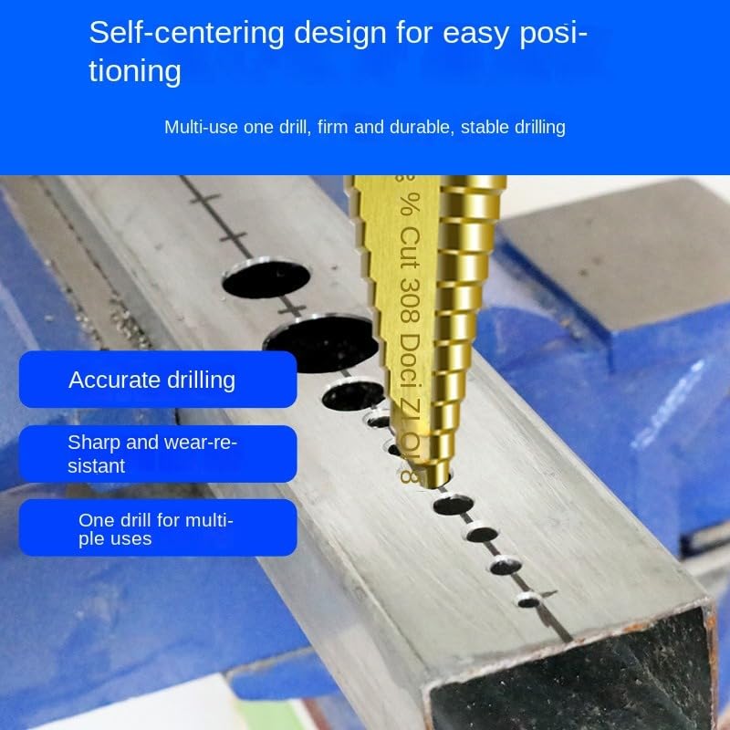 Lagnlnaoy 4-12/4-20/4-32mm Triangular Handle Straight Groove Ladder Drill 3/6/8 Saw Drill 6pc Hole Punching Worker Assembly Set