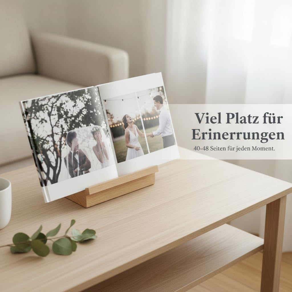 Hardcover Fotoalbum Minimalistisches, Aus Papier | für Hochzeit - | - Jubiläum | geklebte Bindung, kratzfest, für, 40 Seiten, minimalistisch, 12 Zoll (28,5x21 cm)