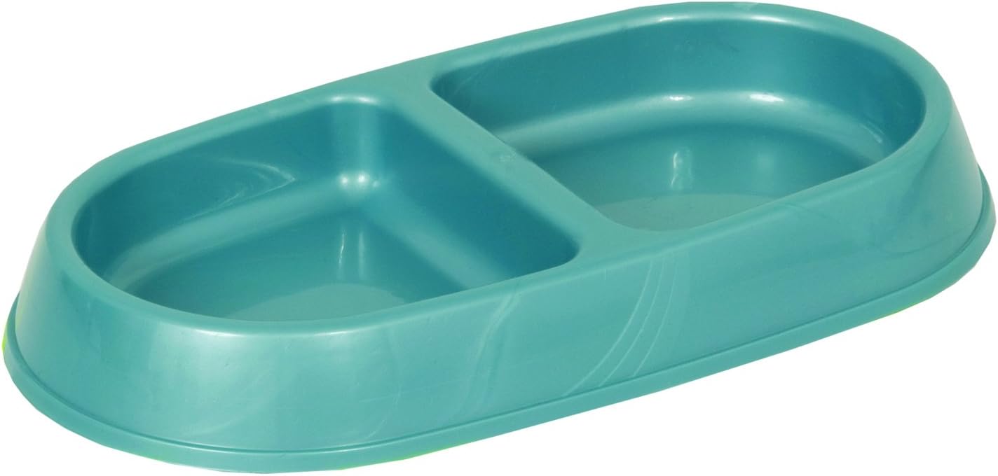Petmate 290346 Designer Small Double Dinner Asst Colors For Pets, 7-Ounce