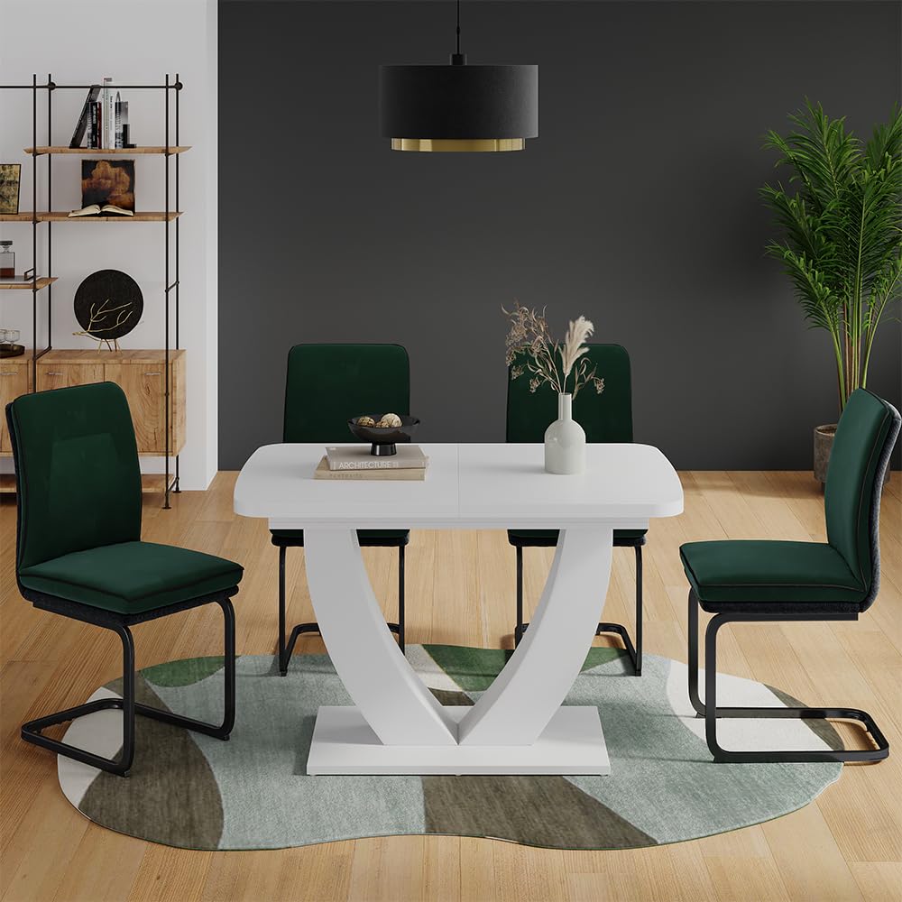 Vicco Mesa de Comedor Fenaro, Blanco, 120-160 x 80 cm | Extensible, con función extensible para ajuste flexible del tamaño de la mesa