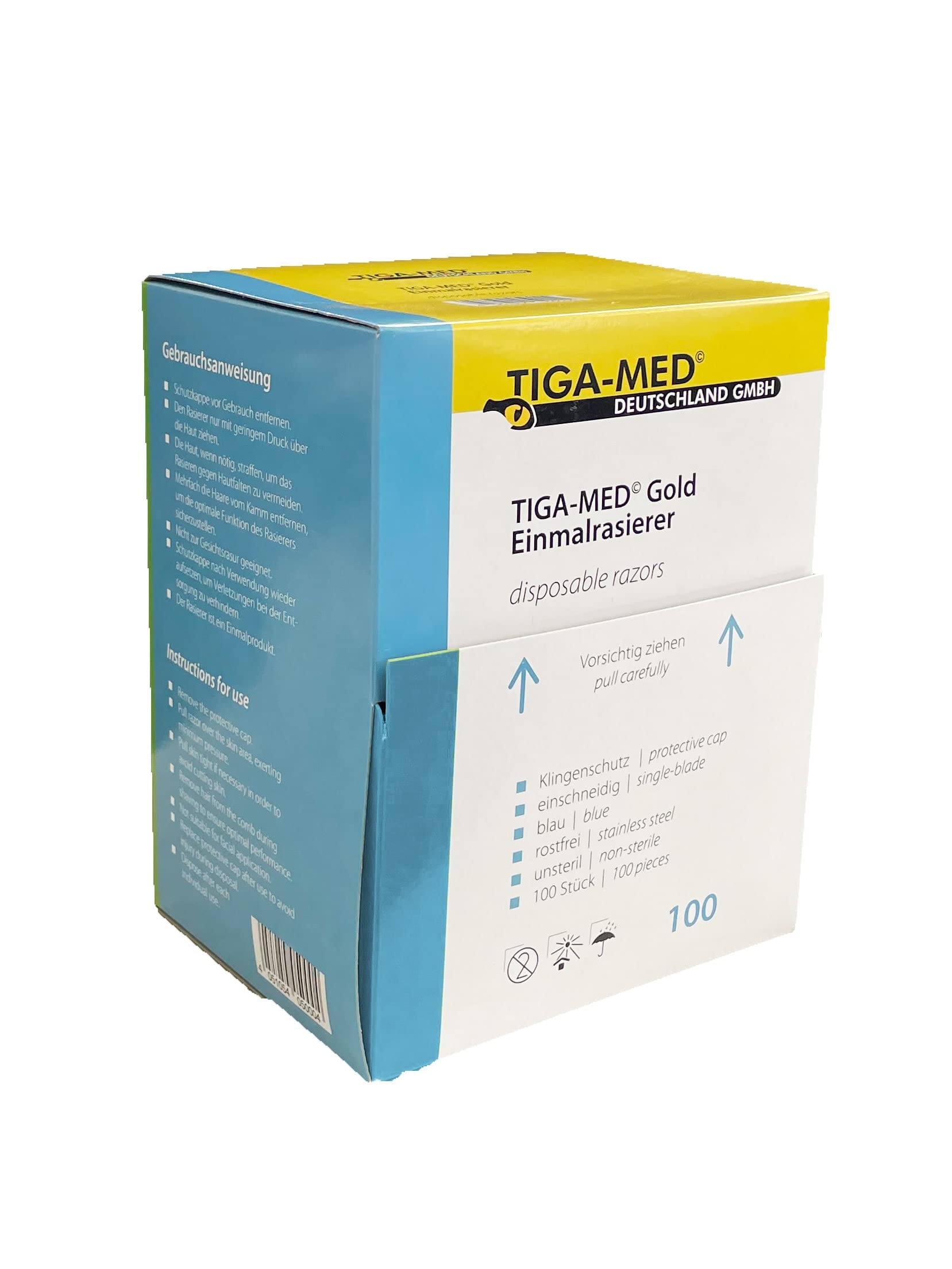 TIGA-MED Afeitadora Desechable De Un Solo Filo Azul Muy Afilada Para Afeitado Húmedo Y Seco 500 Unidades
