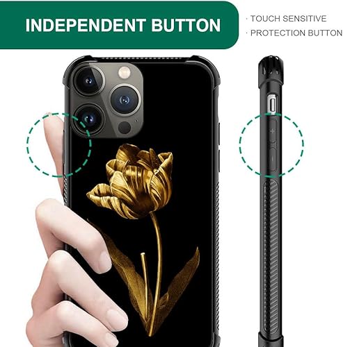 Miniatura 3 de DAIZAG Funda compatible con iPhone 15 Pro Max, funda Art Golden Rose para iPhone 15 Pro Max, fundas para hombre y mujer, protección completa, a