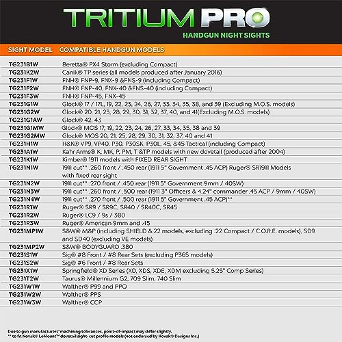 Image of TRUGLO Tritium Pro Night Sights, Compatible with Glock Handgun Models | Compact Durable Glow-in-The-Dark Front & Rear Gun Sight Set with Focus Lock Front Ring