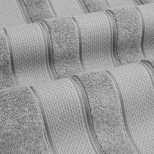 American Soft Linen Bath Towel Set, Salem Collection 100% Turkish Combed Cotton 6 Piece Towel Set, Soft and Absorbent 2 Bath Towels 2 Hand Towels 2 Washcloths Bathroom Shower Towels, Light Gray - Image 4