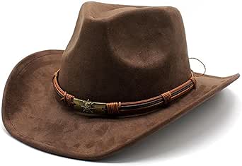 CZCMYAU Western Cowboyhut - Filzhut Mit Breiter Krempe - Schwarz - Für Männer & Frauen