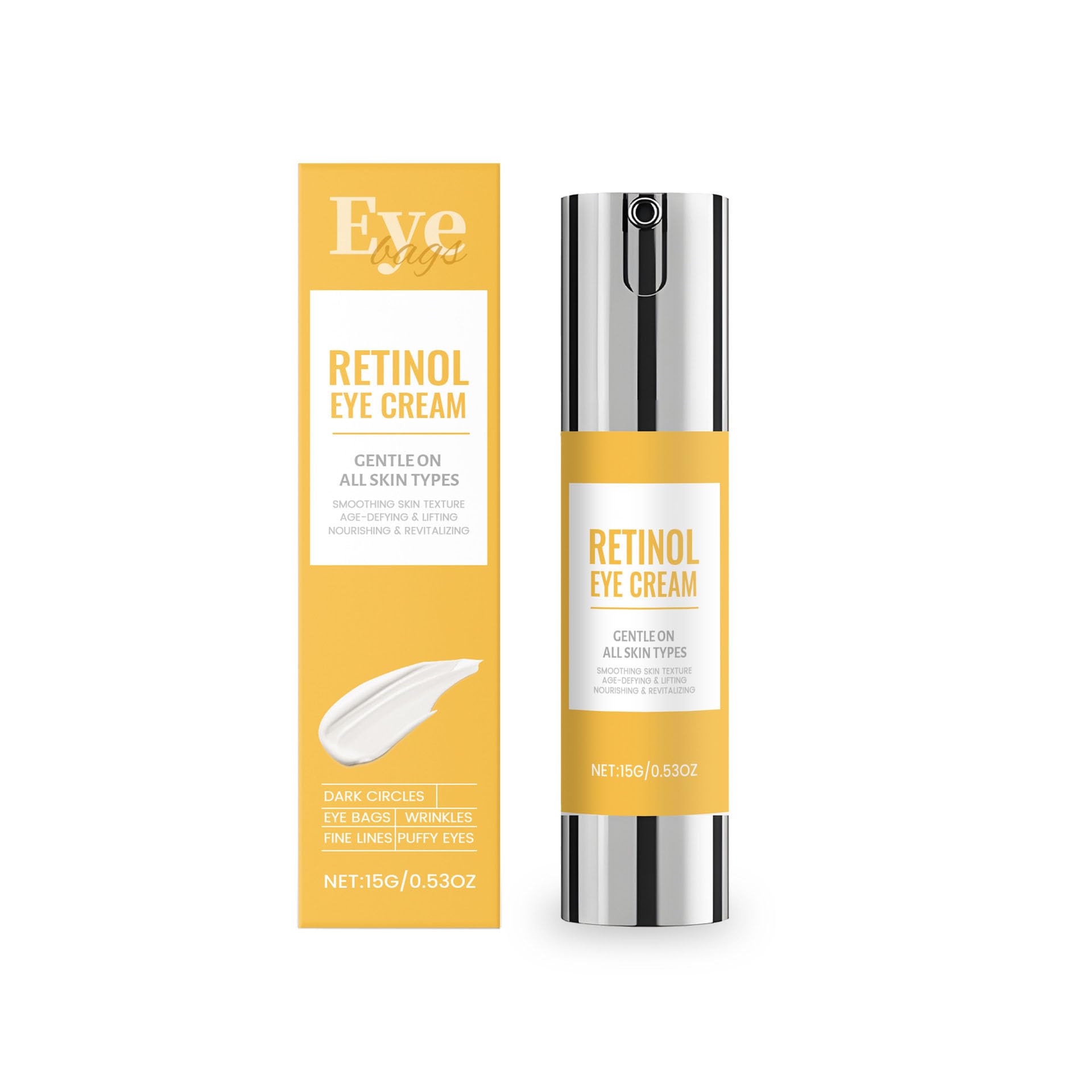 Retinol Eye Cream for Dark Circles Puffiness & Wrinkles, Anti-Ageing Under Eye Cream with Retinol, Hyaluronic Acid & Caffeine