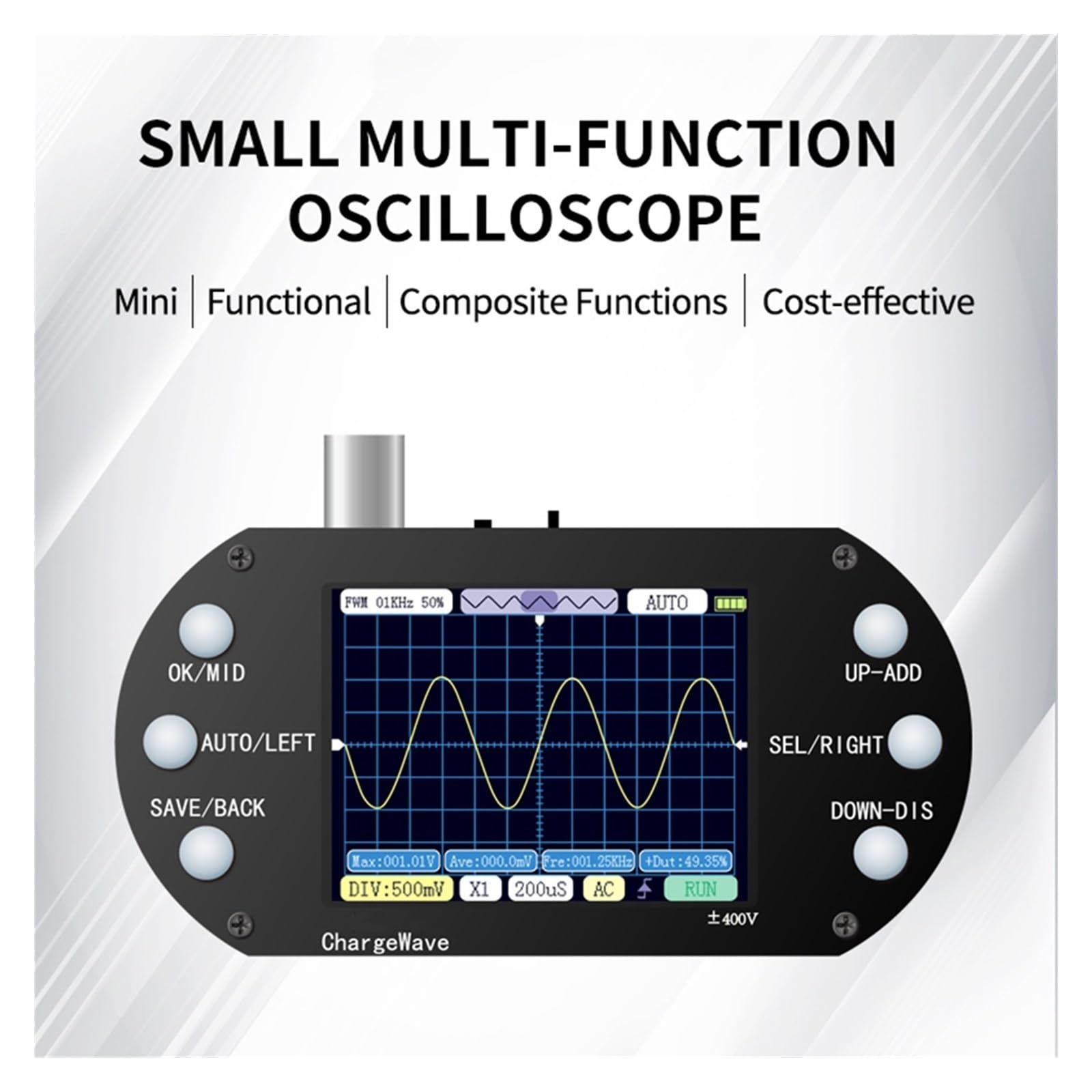 Mini-Automotive-Oszilloskop Mini-Oszilloskop 2,5 MHz Abtastrate Triggerfunktion Auto/Nomal/Einzel for elektronische Reparatur DIY,Lang anhaltende(StyleA)