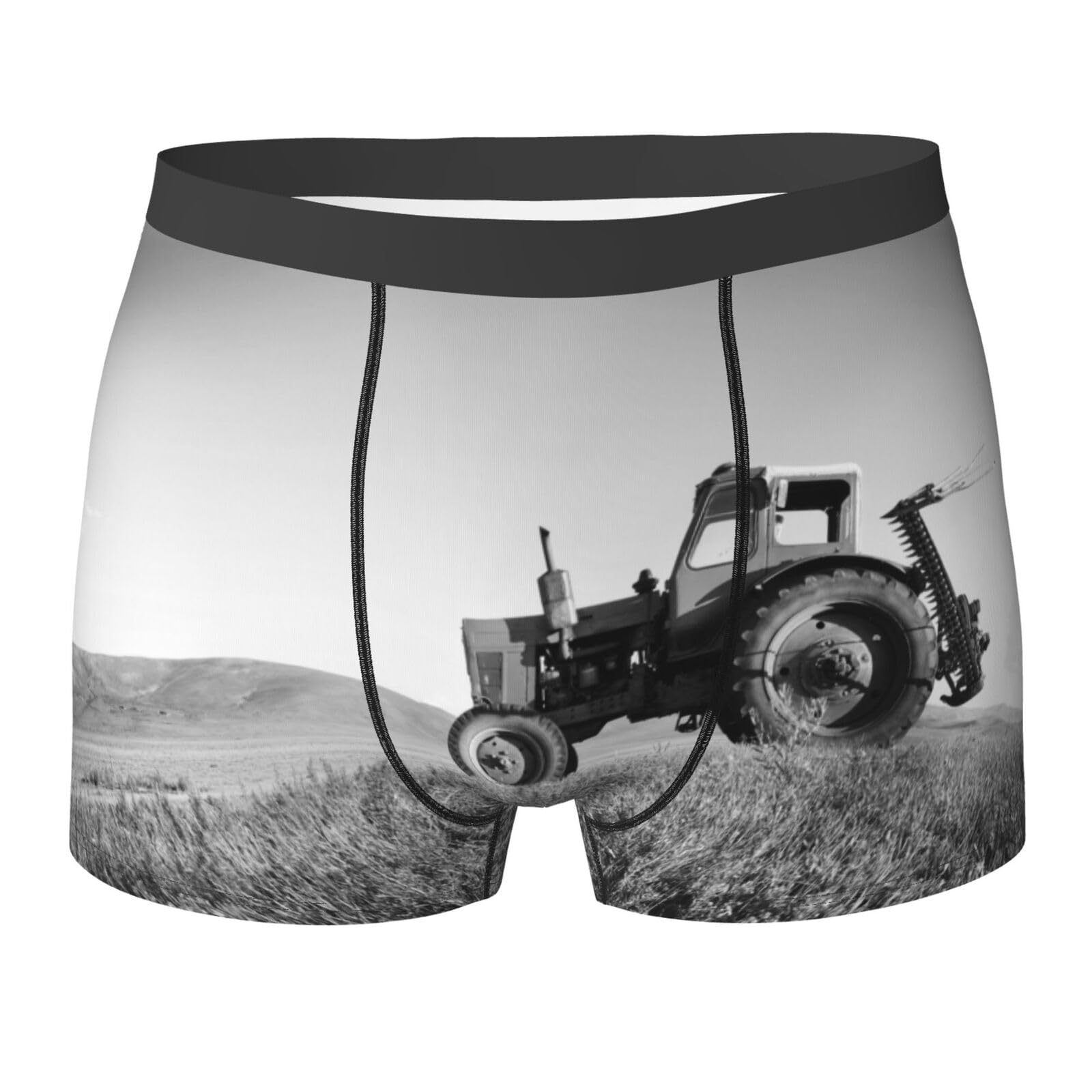 Esasam Men's Black Tractor Agriculture Tranquil Print Boxer Briefs - Comfortable And Stylish Underwear For