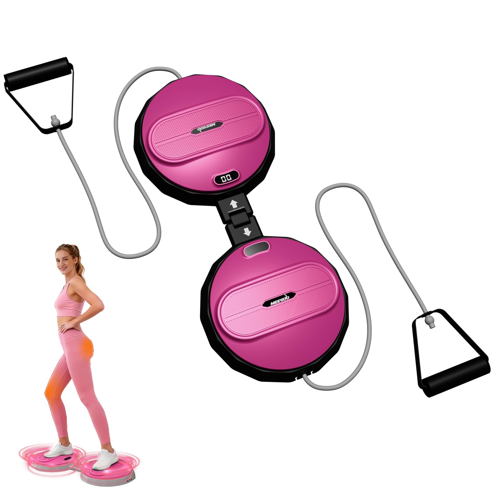 Split-Type Rotating Waist Trainer Smart-Counting Abdominal Twisting Disc Core Strengthening Fitness Board for Women and Men (BLACK PINK)