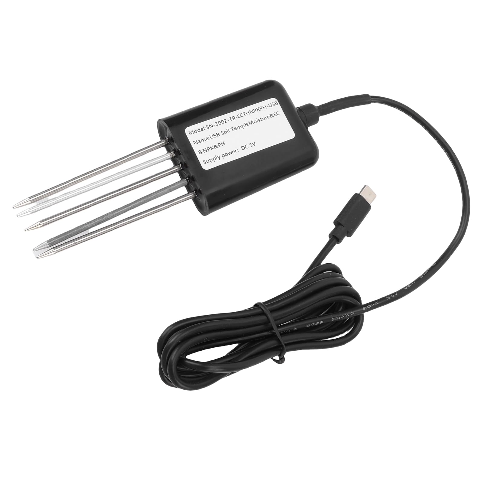 Duokon Medidor de Sensor NPK de Suelo 7 en 1, Detector de Temperatura y Humedad Impermeable de Acero Inoxidable con bajo Consumo de Energía IP68 para Pruebas de Nutrientes en Huertos,