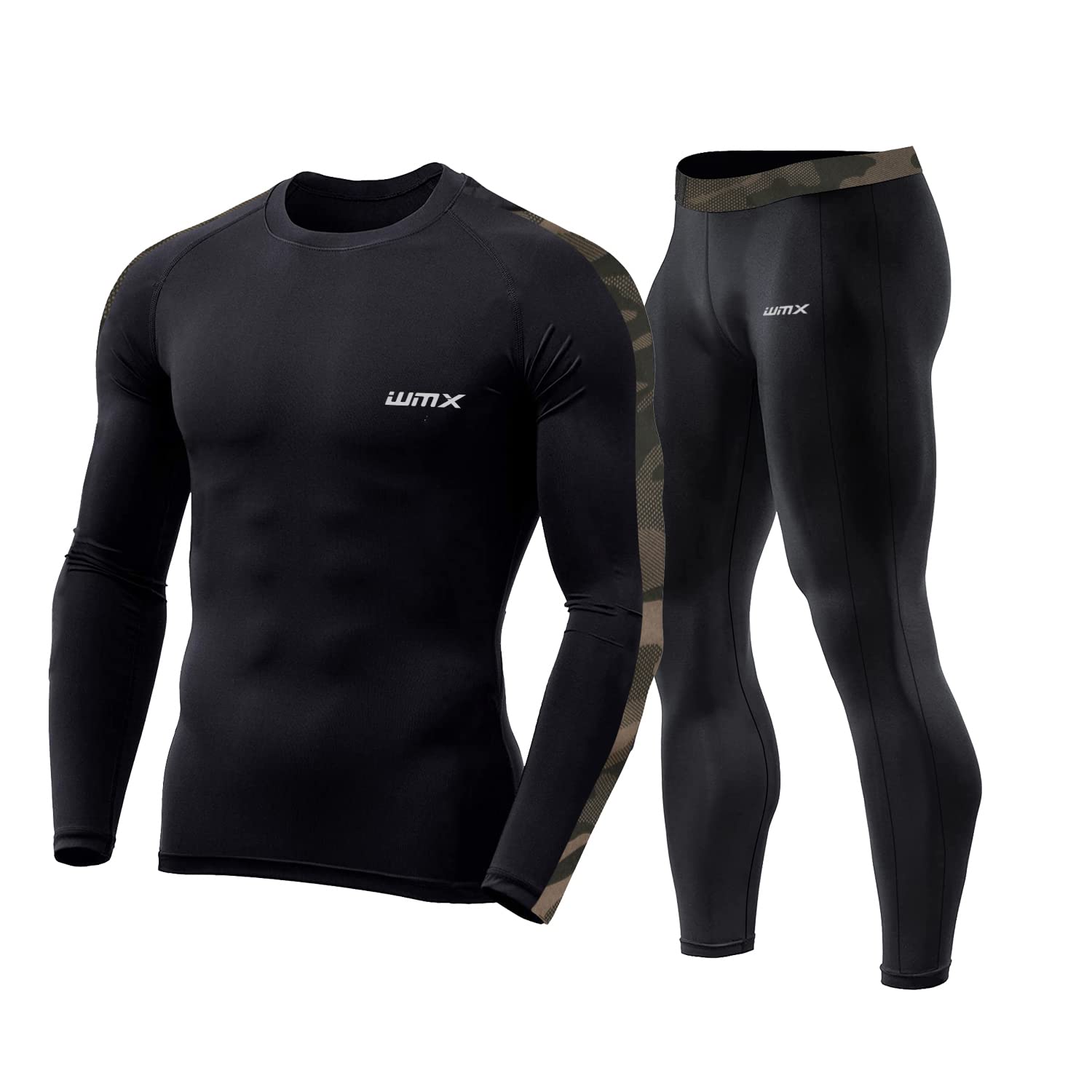 WMXMen's Workout Set Compression Shirt and Pants Top Long Sleeve Sports Tight Base Layer Suit Quick Dry & Moisture-Wicking.(Compression Workout Set Combo)