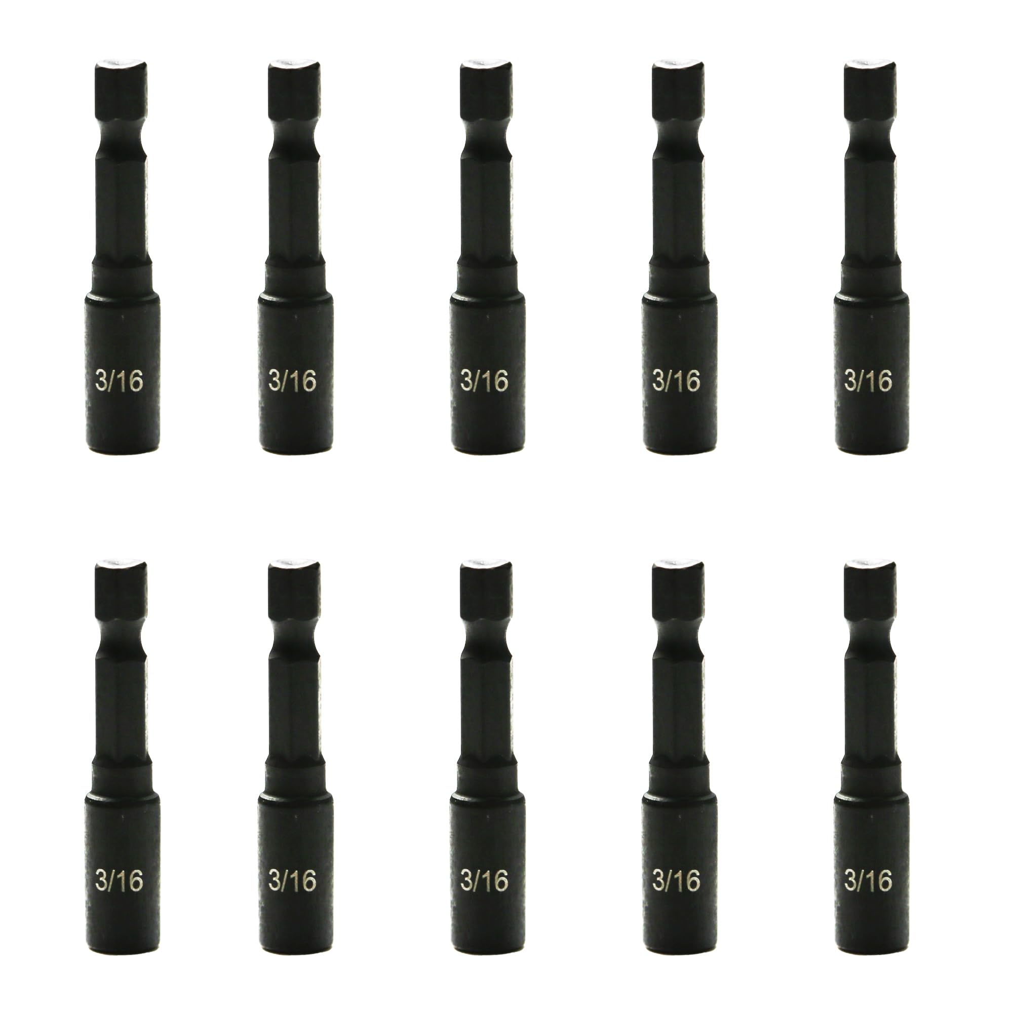 TMAX 10p 3/16" Impact Magnetic Nutsetter Hex Nut Driver 1/4" Shank, Cr-V