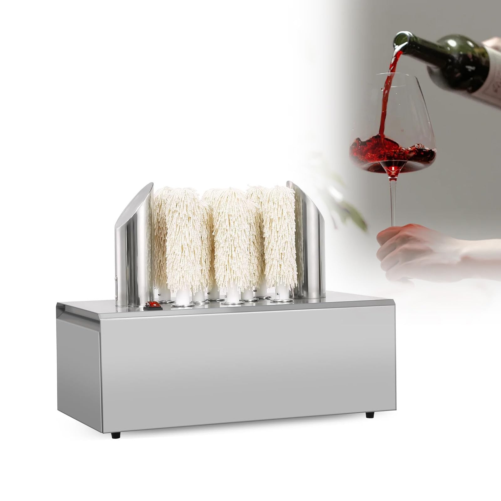 JKJZSALJ Glass Polisher And Dryer With Soft Cloth Brushes, Electric Glass Polishing Machine, High-Speed Commercial Glass Polisher For Bar,Hotels, Kitchen 3Head,3head