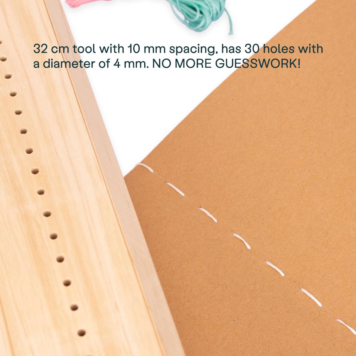 Craftelier - Kit per Rilegatura Libri, Supporto di Perforazione in Legno con Punzone, Aghi e Fili Cerati, Strumenti per Scrapbooking, Quaderni e Libri Fatti a Mano DIY