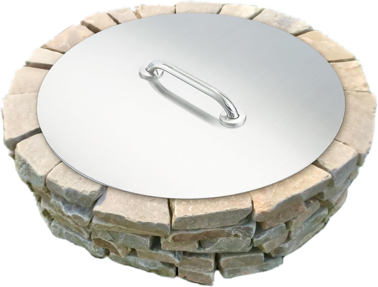 20" Fire Pit Lid Round Stainless Steel Fire Pit Cover 1.5mm Thick, Fit 17" Round Drop in Fire Pit Pan or 16" Flat Fire Pit Pan for Courtyards and Camps (20")
