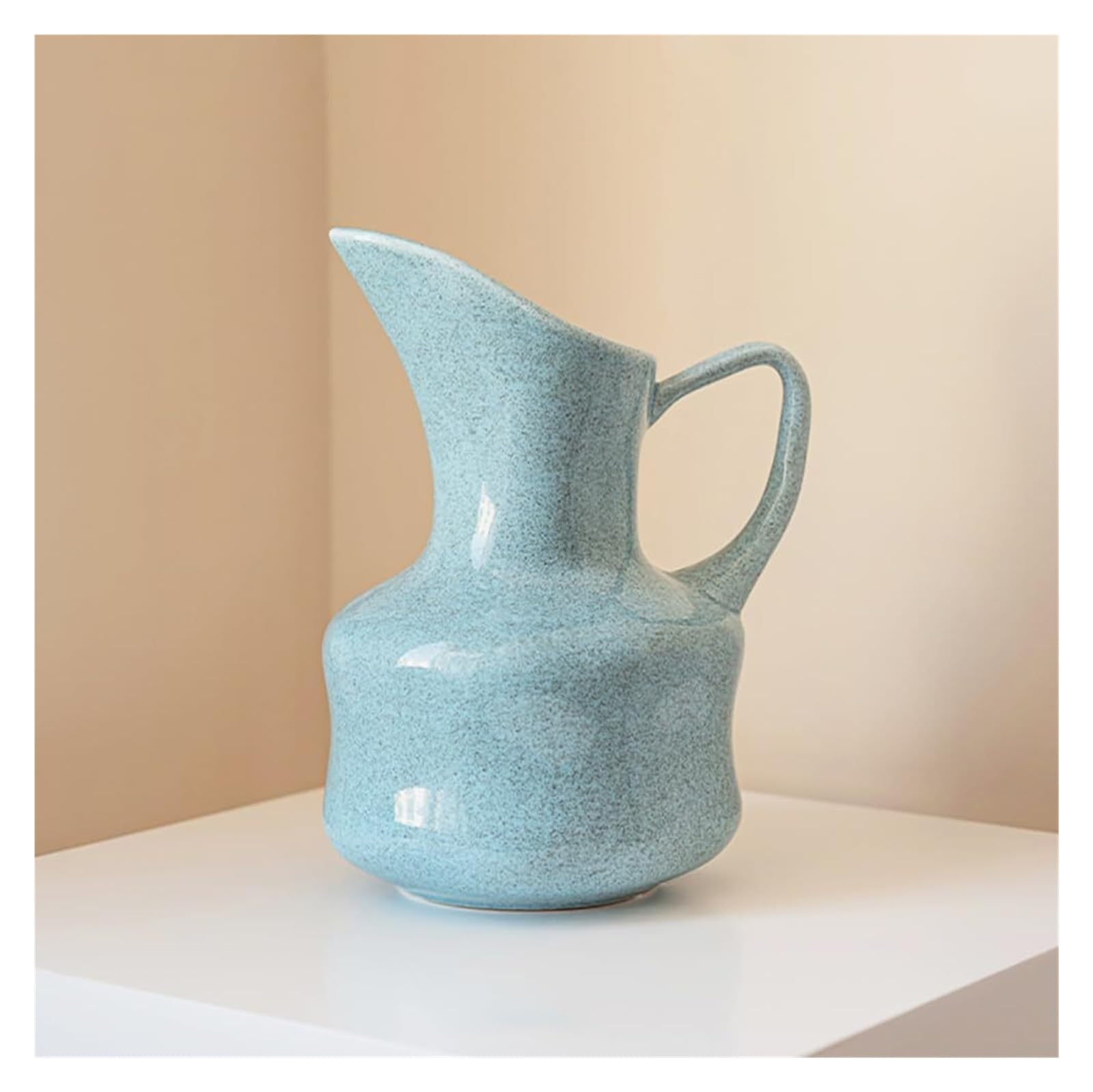 Pichet en céramique bleu vintage vase de 10 pouces jardinière salon