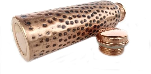 Miniatura 5 de Rastogi Handicrafts Tanque de almacenamiento de agua martillado de cobre puro Pote marrón 4 litros de capacidad con Tumble y botella de cobre