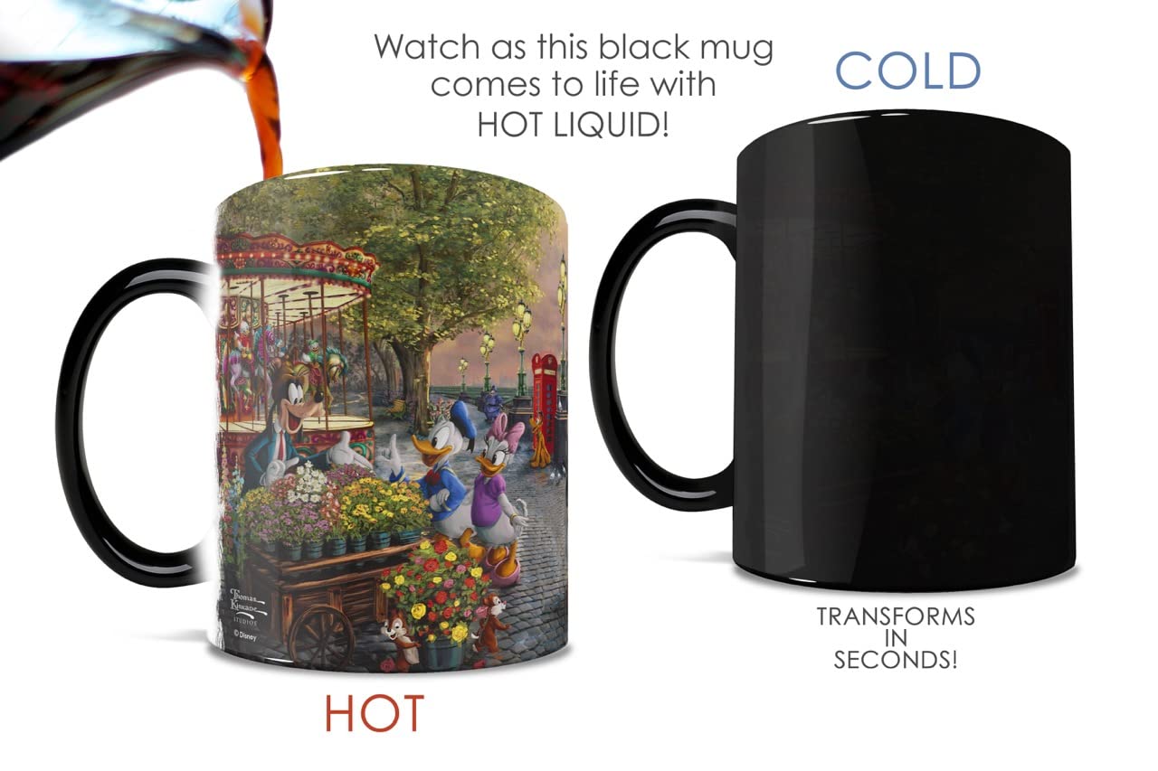Morphing Mugs Disney - Mickey y Minnie en Londres - Thomas Kinkade Studios - Una taza de cerámica que cambia de color de 325 ml - Imagen revelada cuando se añade líquido caliente