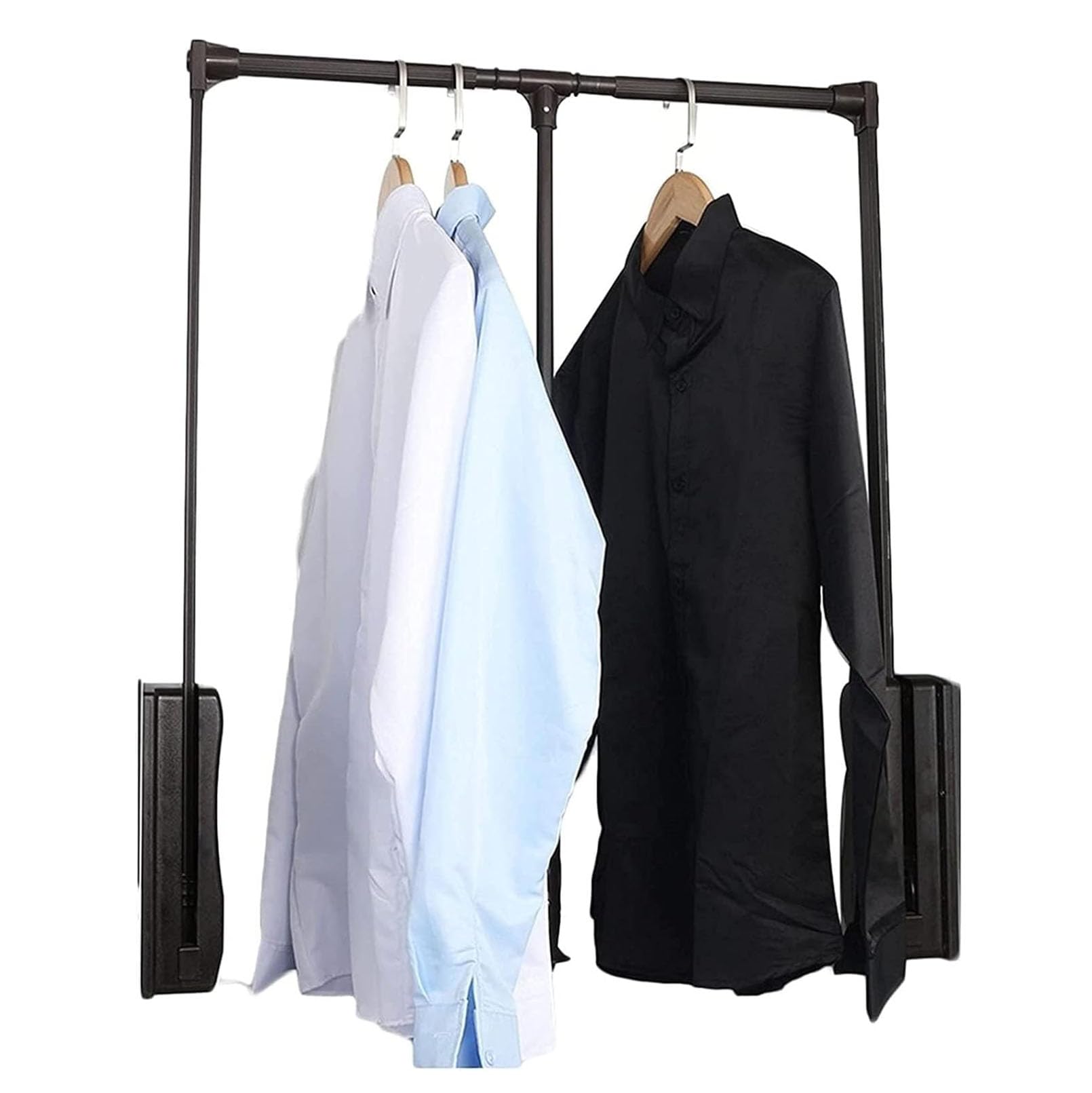 GTHTUHFD Extendable Wardrobe Clothes Lift, Adjustable Garment Rod 550X660Mm/660X890Mm/890X1200Mm, Silver Pull-Down Hanger, Space-Saving Closet Nizer, 890X1200Mm Black-660x890mm