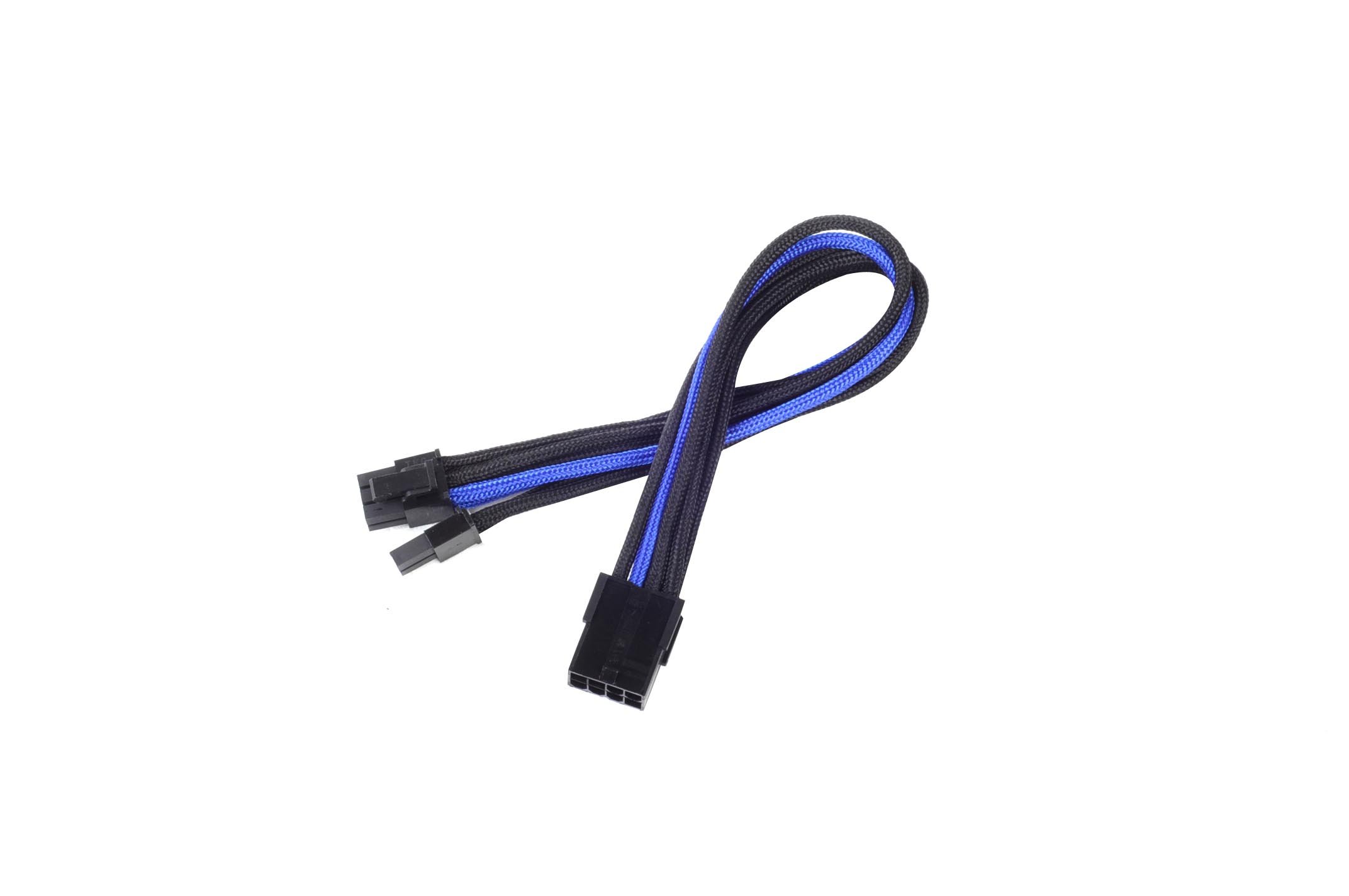SilverStone SST-​PP07-​PCIBA - 25cm 8pin vers PCI-​E 6+​2pin Cable d'extension manchonné, noir bleu