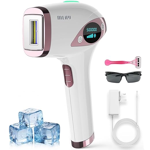 Depilador a Laser IPL MLAY T4 com Resfriamento, Aprovado pela ANVISA, Luz Pulsada para Uso Doméstico, Redução Visível de Pelos com Uso Contínuo, Unissex, para Rosto, Axilas e Corpo