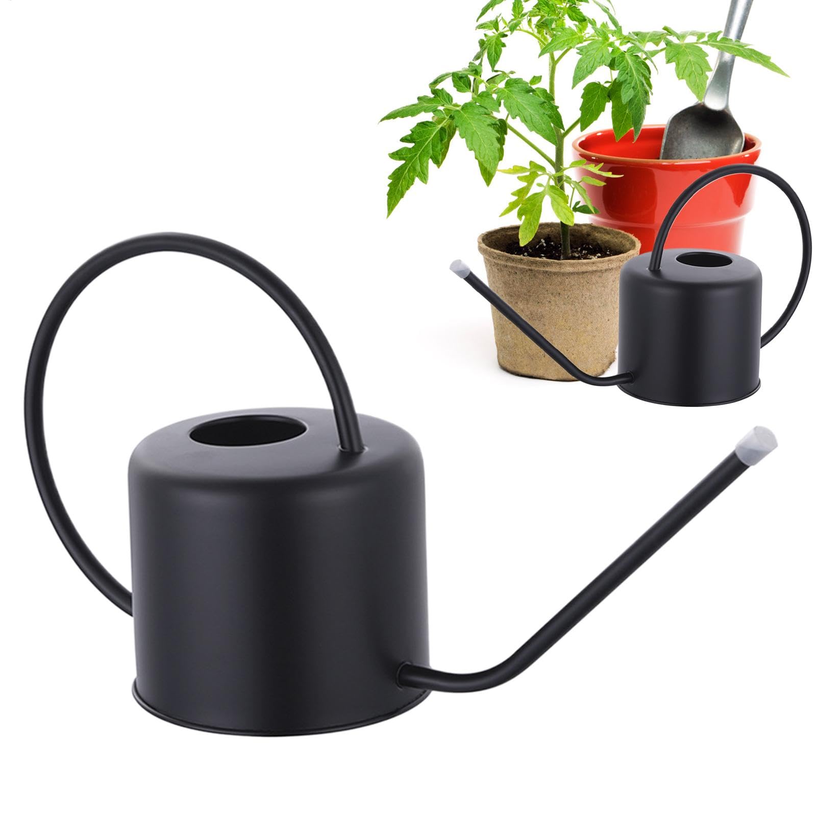 Gießkanne für Pflanzen, Gießkanne mit langem Auslauf, Blumengießkanne für Zimmerpflanzen, Edelstahl-Gießkanne für den Innenbereich, 1,3 l, Gartenbedarf für B