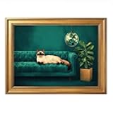 Vintage Framed Canvas Wall Art Siamese Cat Art Print Retro Minimalist Poster Painting Pictures Wall Decor Cute for Living Room Bedroom Office (Framed,12W X16L)
