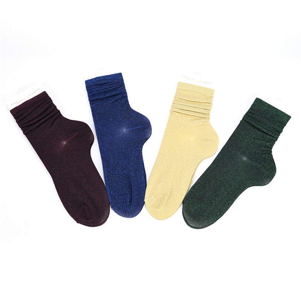Skarpety termiczne Wygodne damskie brokatowe błyszczące miękkie skarpetki Jesień Zima Solid Color Casual Pończochy Prezent (Color : Golden, Size : One Size)