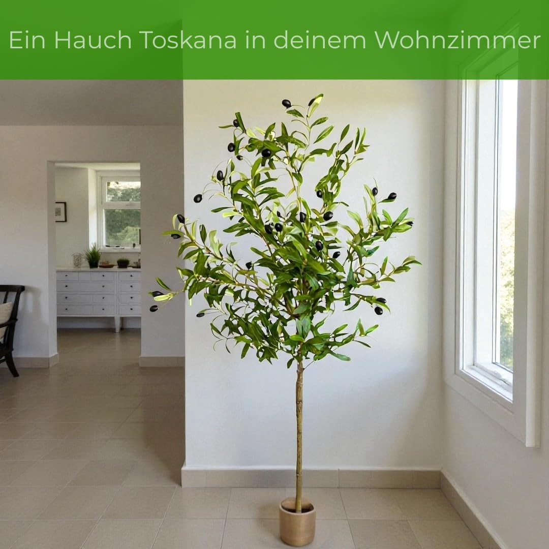 Amazon.de: Dyflora Knstlicher Olivenbaum 150 cm  Mediterrane Kunstpflanze  im Topf, naturgetreu & pflegeleicht  Deko-Baum fr Wohnzimmer, Bro &  Innenbereich