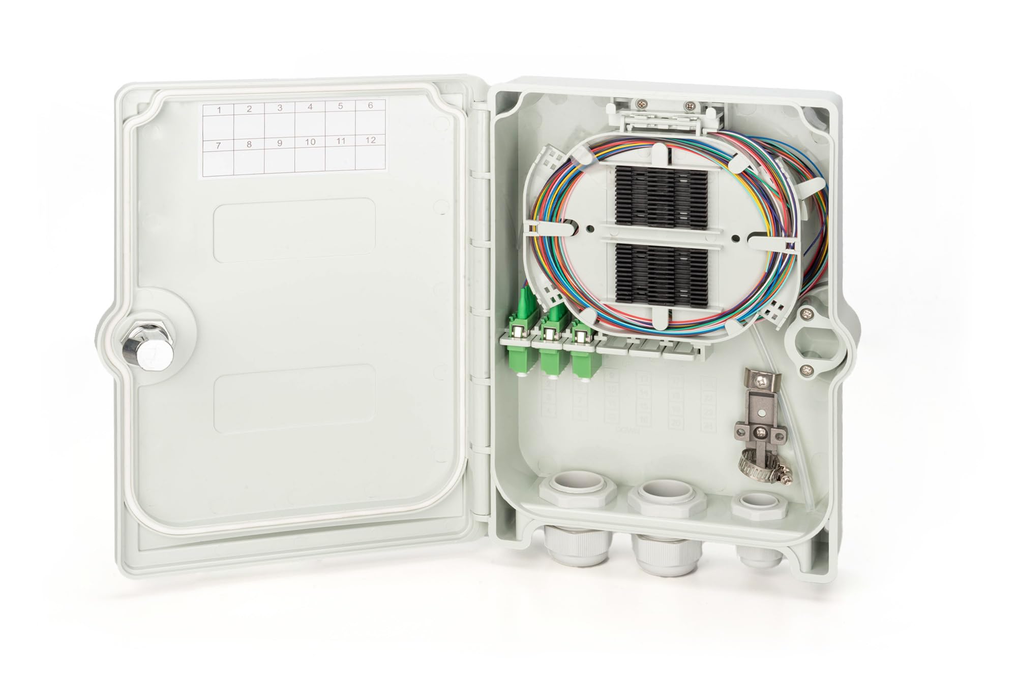 DIGITUS Carcasa de conexión de fibra óptica – OS2-3 adaptadores LC/APC cuádruples premontados – 12 fibras – FTTH FTTB – para interior y exterior – IP65 - Gris