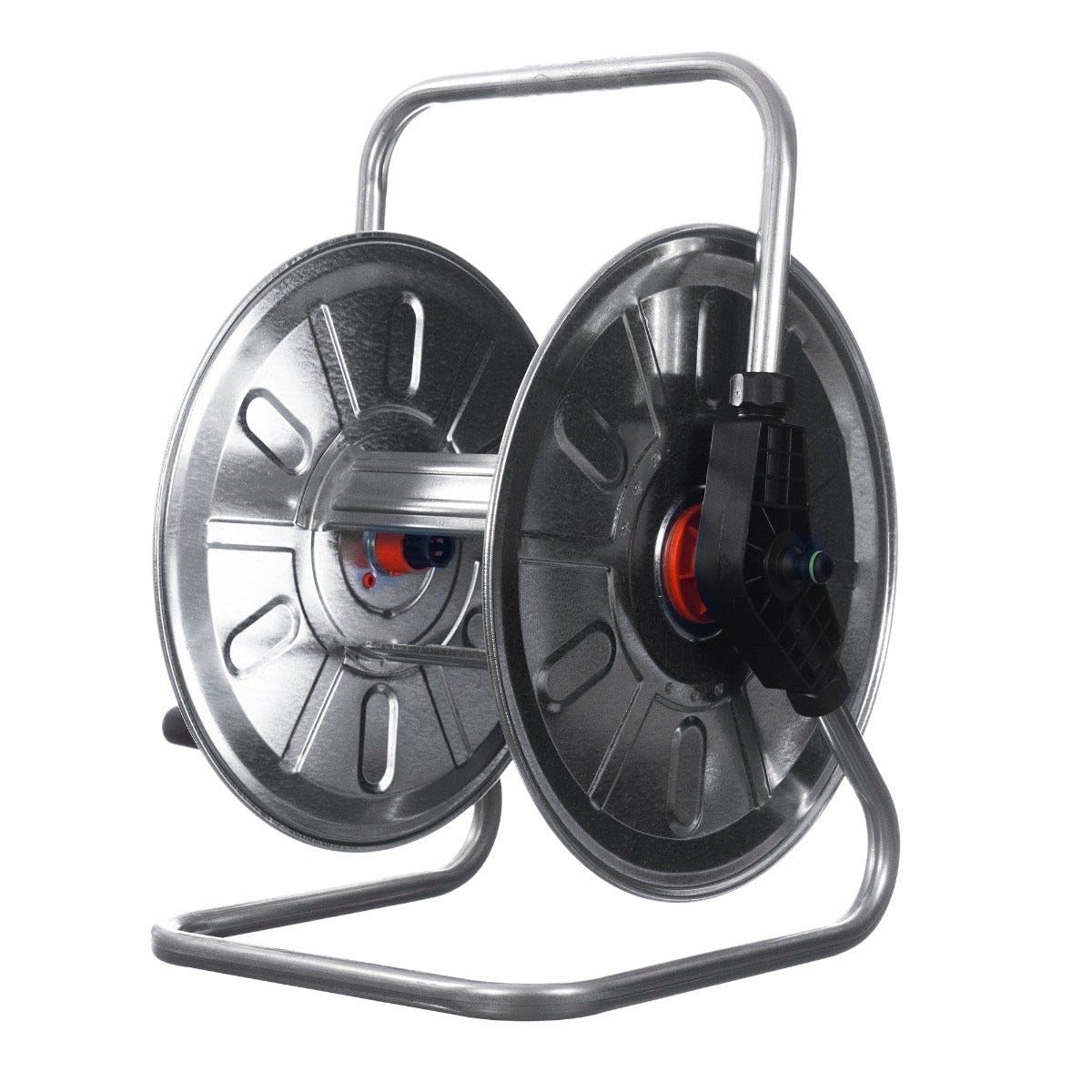 HydroSure 2 in 1 Metal Hose Reel 50m Capacity | Wall Mounted or Freestanding Storage System with Manual Wind Mechanism for Garden Watering Setups