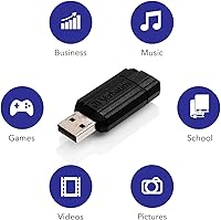 Vista 4 de Verbatim 8GB Pinstripe USB 2.0 Flash Drive Retractable Thumb Drive - Negro
