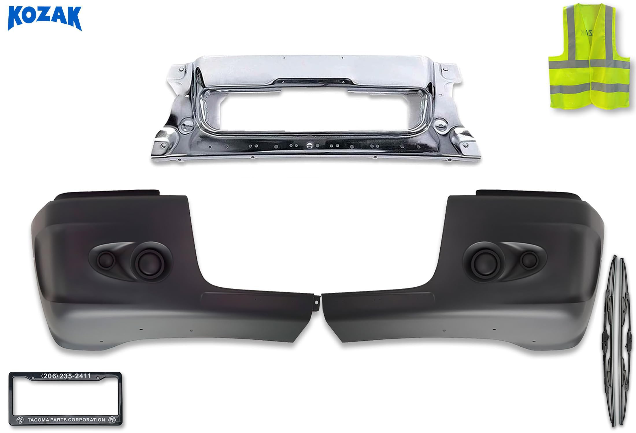 Amazon.com: KOZAK Front Bumper - Front Center Chrome and End