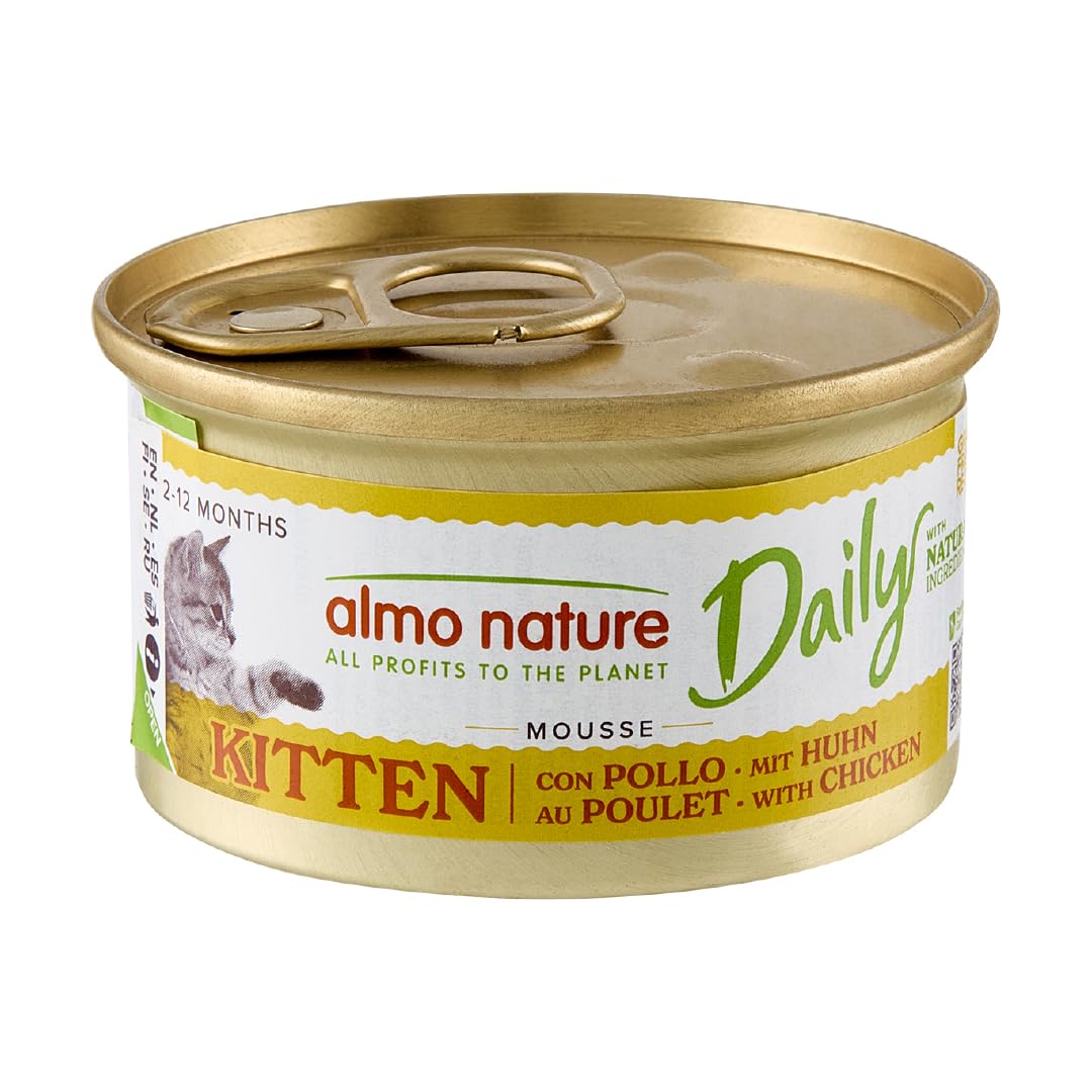 almo nature Daily - Kitten - Wet Food for Kittens in Mousse - Chicken - Gluten Free, Grain Free - 85 g, Pack of 24