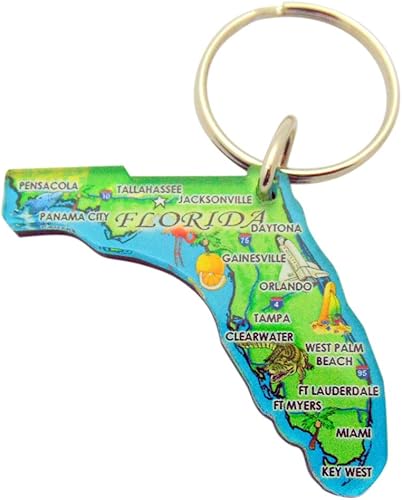 Florida Llavero acrílico recuerdo mapa de estado retro regalo 2 pulgadas