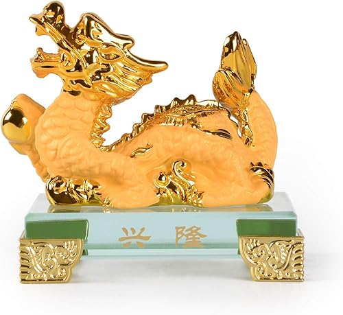 BRASSTAR Estatua de dragón del zodiaco chino de resina dorada, Feng Shui, decoración de mesa, decoración de mesa, colección de regalo, PTZY104FBA