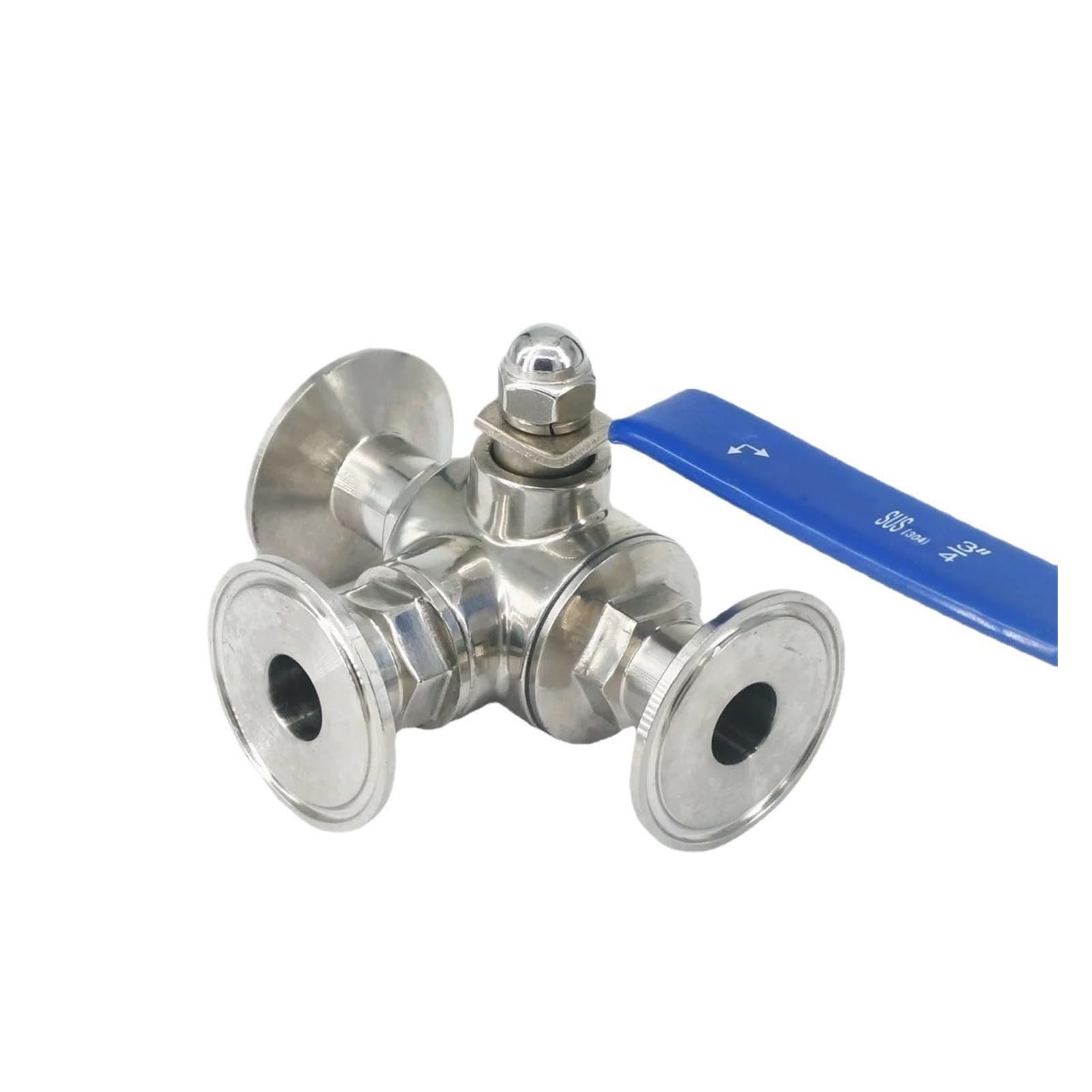 Vanne à bille en acier inoxydable SUS 304 type T avec poignée robuste pour fluides