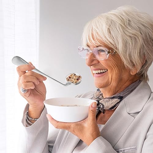 Miniatura 5 de 1 juego de cubiertos para mano derecha, utensilios curvados adaptativos para tenedores y cucharas curvos para ancianos y discapacitados, vajilla de