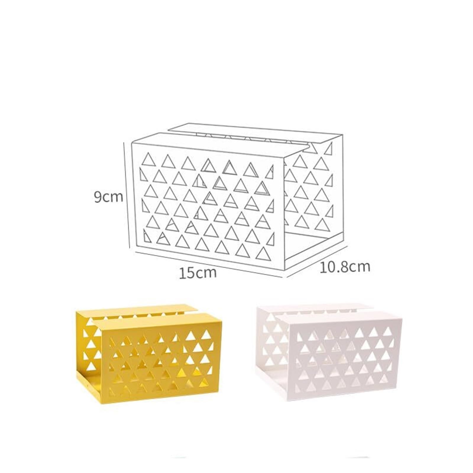 Portarrollos Decorativos Caja de pañuelos Hierro Hueco, Soporte Rectangular Metal, servilleta Papel Abierta Creativa Artículos para el hogar(Yellow)