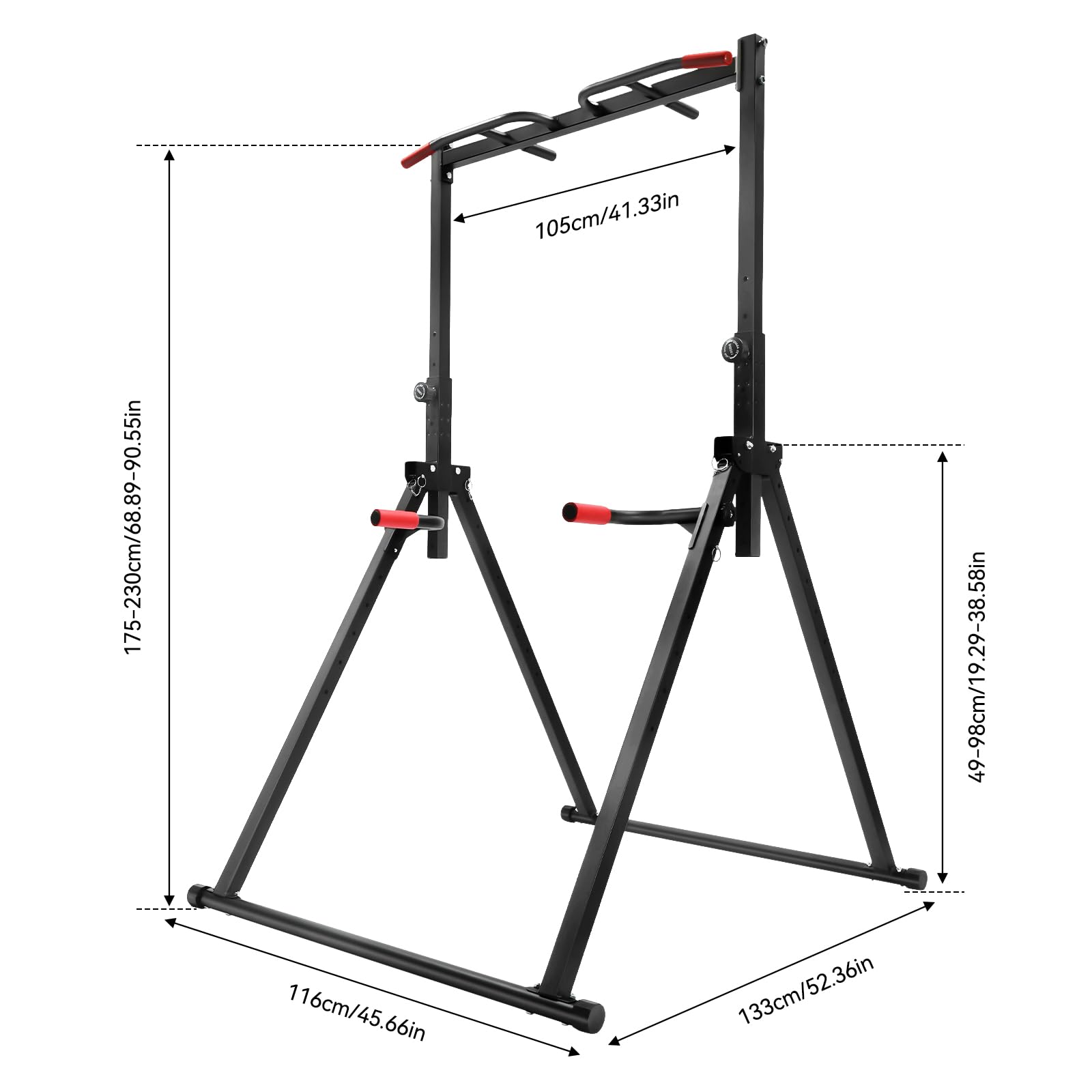 Barra per trazioni in piedi | Capacità di carico di 200 kg | Altezza regolabile 1,75-2,3 m | Con barre Dip | Pieghevole per risparmiare spazio | Power Rack