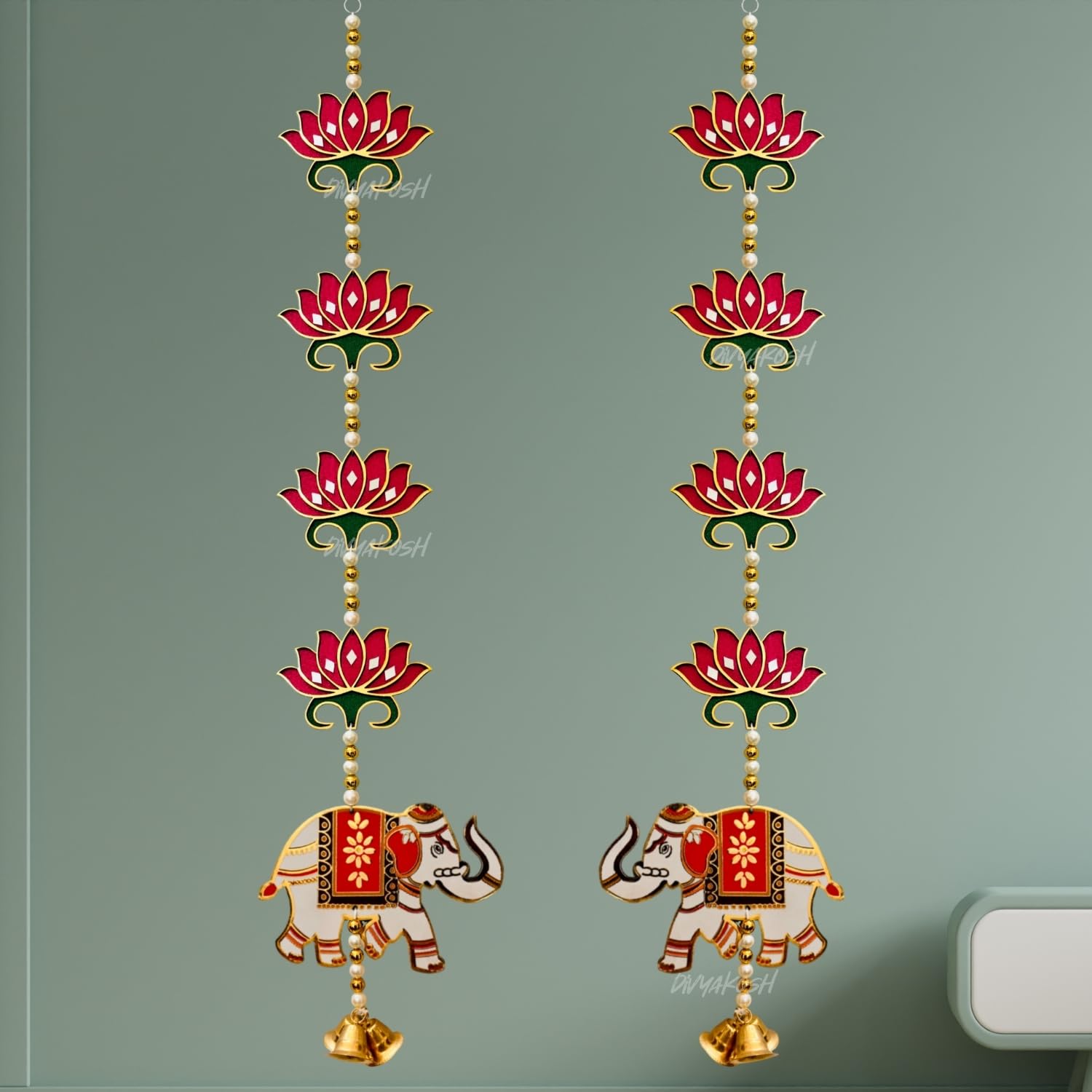 Divyakosh Rosewood Lotus Elephant Door Hanging -5