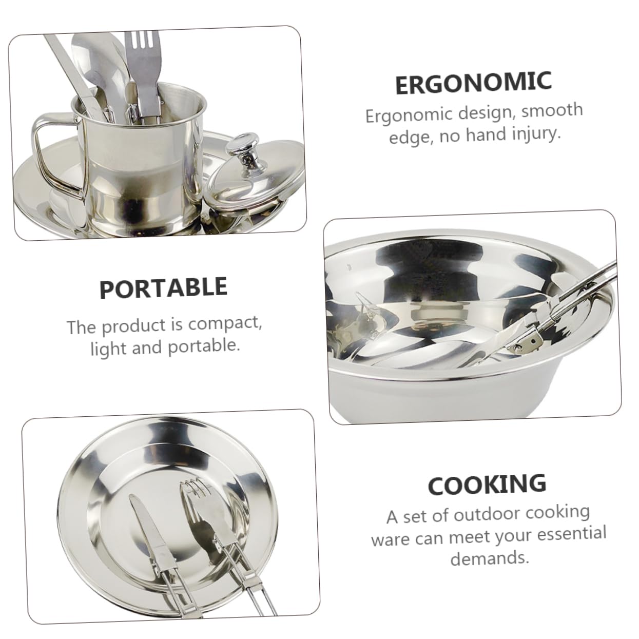 Totority Camping Cookware Stainless Steel Camping Pots 1 Set Outdoor Picnic Cookware